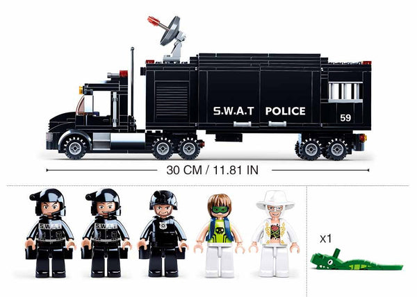 Police Swat Team Command Truck and Helicopter B0659 - 540 Pcs