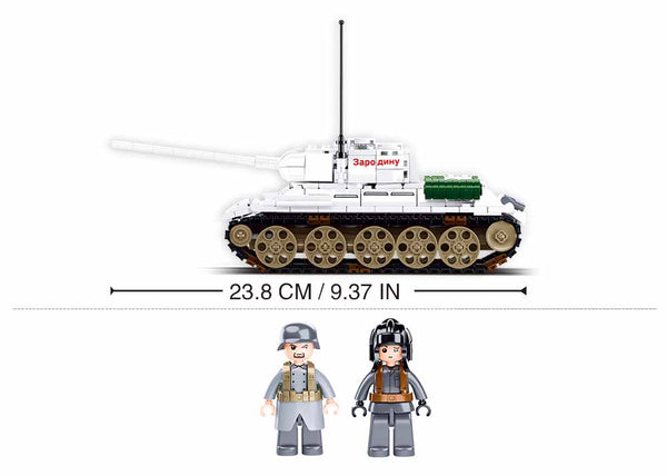 Sluban WW2 T34/85 Winter Medium Battle Tank - 518 Piece - M38-B0978
