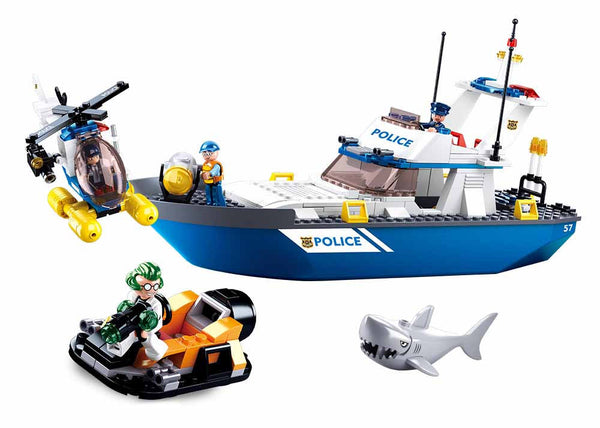 Police Rescue Patrol Boat and Helicopter B0657