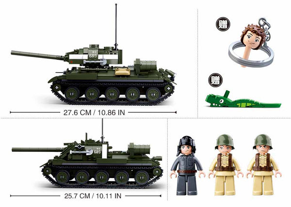 Sluban T-34 Medium WW2 Tank with Mini Figures ( 2 in 1 Set ) - 687 Pieces - M38-B0689