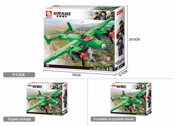 Sluban WW2 Tupolev TU-2 Bomber Airplane - 311 Pieces - M38-B0688