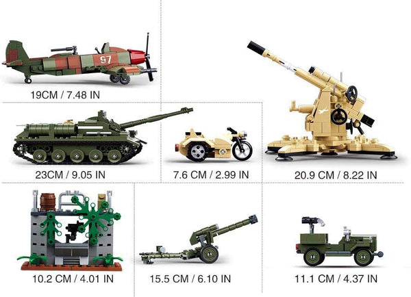Sluban Battle of Kursk, battle field and Tank set with Fighter Plane Set - 998 Pieces. M38-B0697