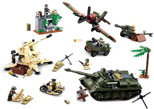 Sluban Battle of Kursk, battle field and Tank set with Fighter Plane Set - 998 Pieces. M38-B0697