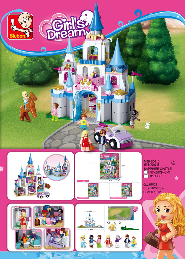 Sluban Large Girls Sapphire Castle - 815 Psc - M38-B0610