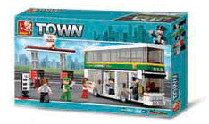 Double Decker Bus and Gas Station