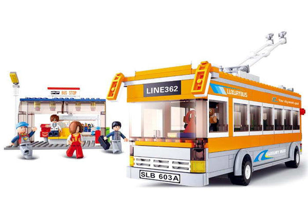 Street Trolley Bus - Metro Bus + Bus Stop - B0332