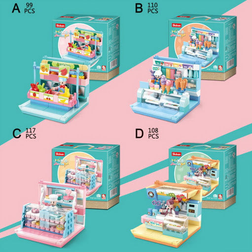 Girl's Mini Set / Mini Shop Building 8 sets in One Mega Pack - 868 Pieces - M38-B0792