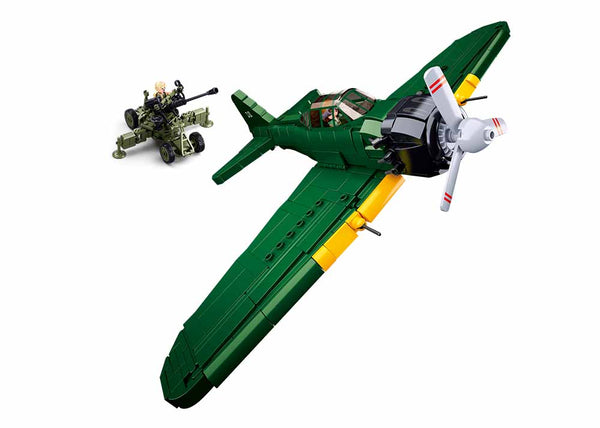 Sluban WWII A6M Zero Japanese Fighter with AA gun - 552 Pieces - M38-B1108