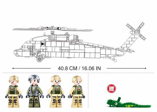 UH-60 US Black Hawk Military Helicopter - 692 Pcs - M38-B1012