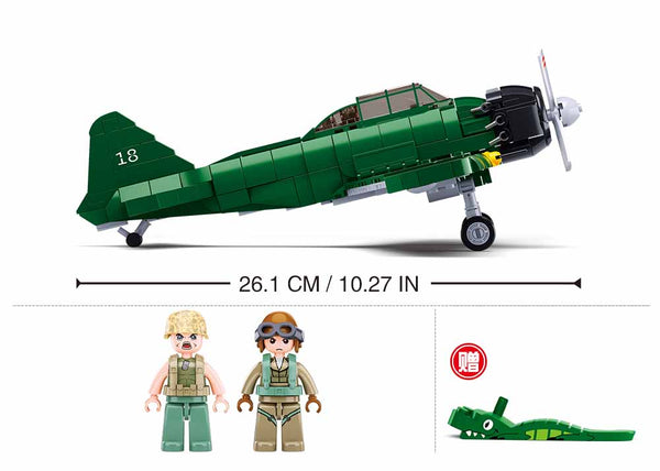 Sluban WWII A6M Zero Japanese Fighter with AA gun - 552 Pieces - M38-B1108