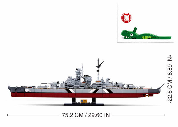 German WW2 Bismarck Battleship 1/350 Scale Set  - 1849 pieces ( M38-B1102)