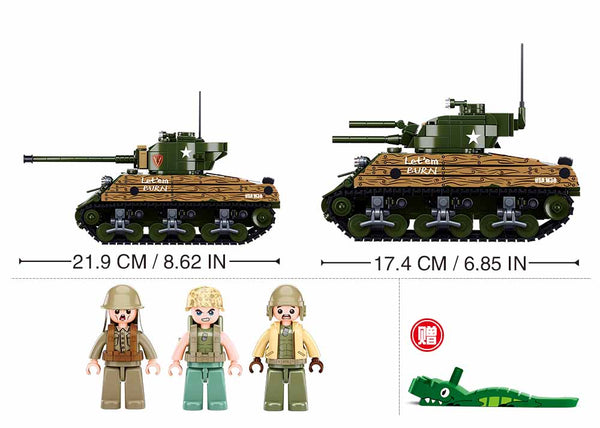 WWII Pacific Sherman M4A3 Battle Tank - 715 Pieces - M38-B1110