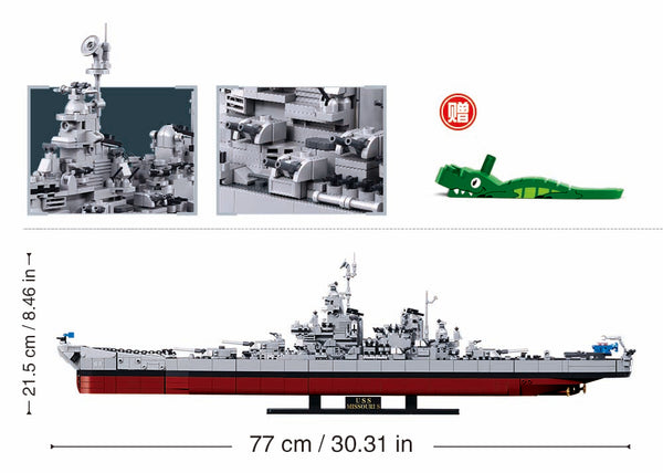 USS Missouri WW2 Battleship 1/350 Scale Set  - 1793 pieces M38-B1291