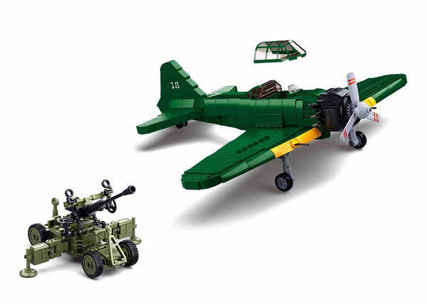 Sluban WWII A6M Zero Japanese Fighter with AA gun - 552 Pieces - M38-B1108