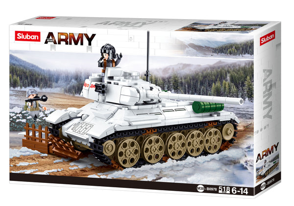 Sluban WW2 T34/85 Winter Medium Battle Tank - 518 Piece - M38-B0978