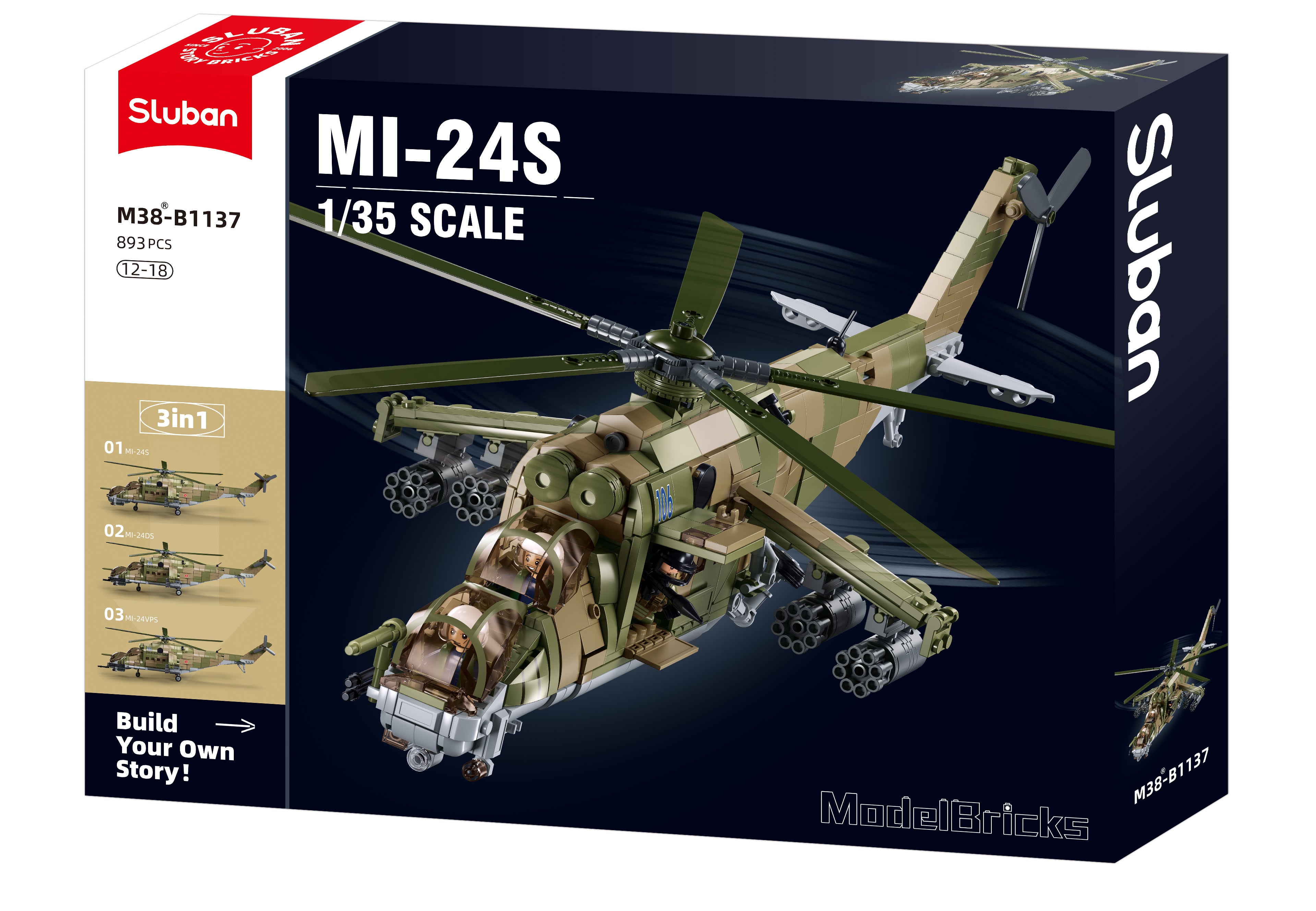 Sluban - Russian Hind MI-24S Attack Helicopter Brick Building Set - M38-B1137