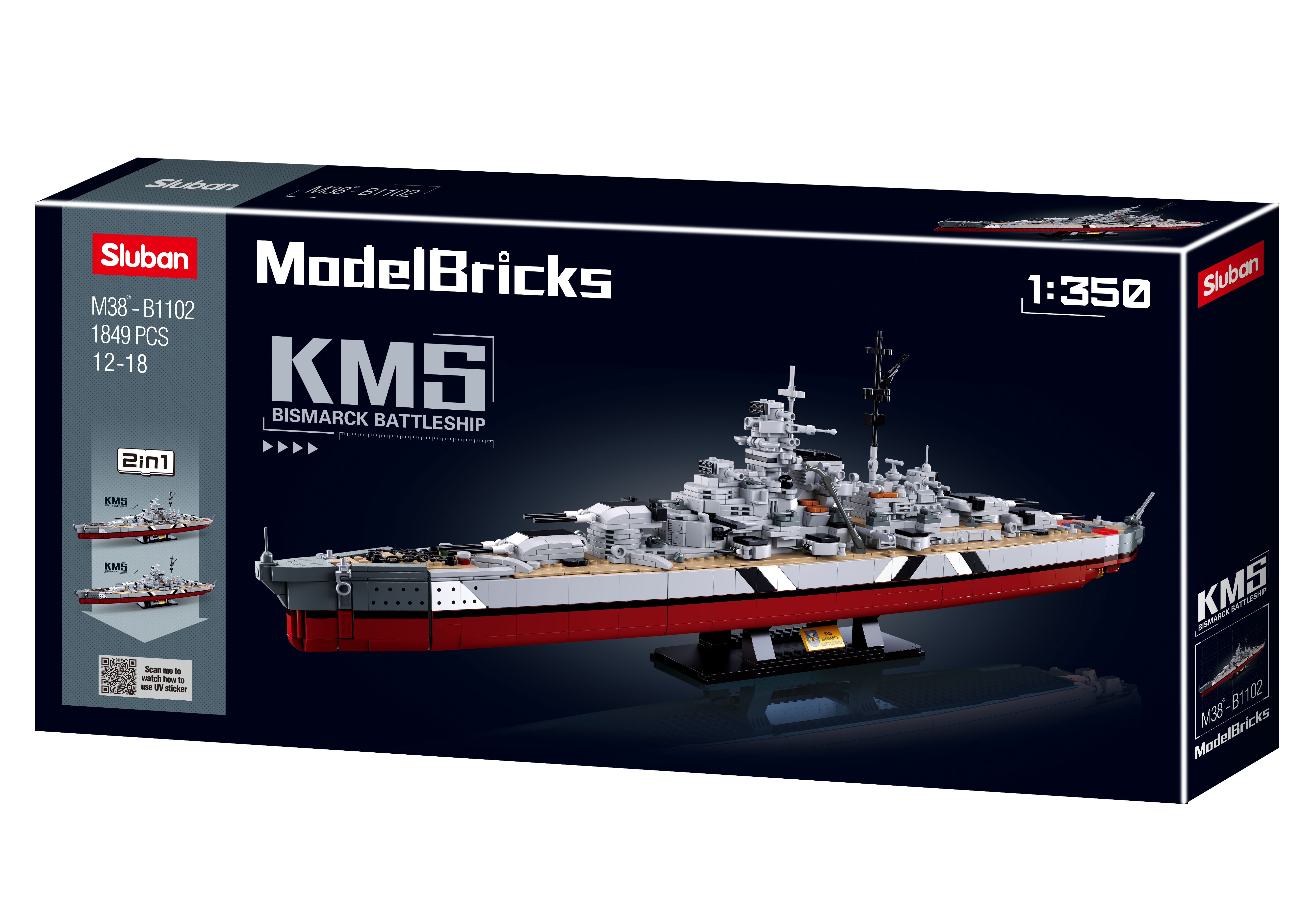 German WW2 Bismarck Battleship 1/350 Scale Set - 1849 pieces
