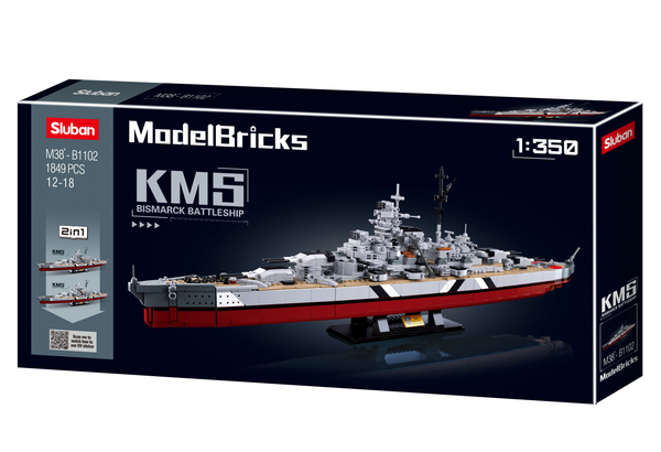 German WW2 Bismarck Battleship 1/350 Scale Set  - 1849 pieces ( M38-B1102)