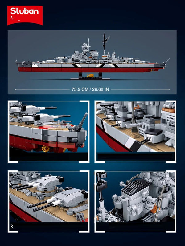 German WW2 Bismarck Battleship 1/350 Scale Set  - 1849 pieces ( M38-B1102)