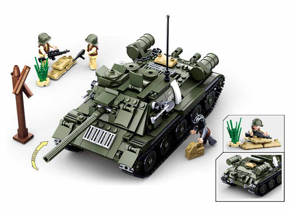 Sluban T-34 Medium WW2 Tank with Mini Figures ( 2 in 1 Set ) - 687 Pieces - M38-B0689