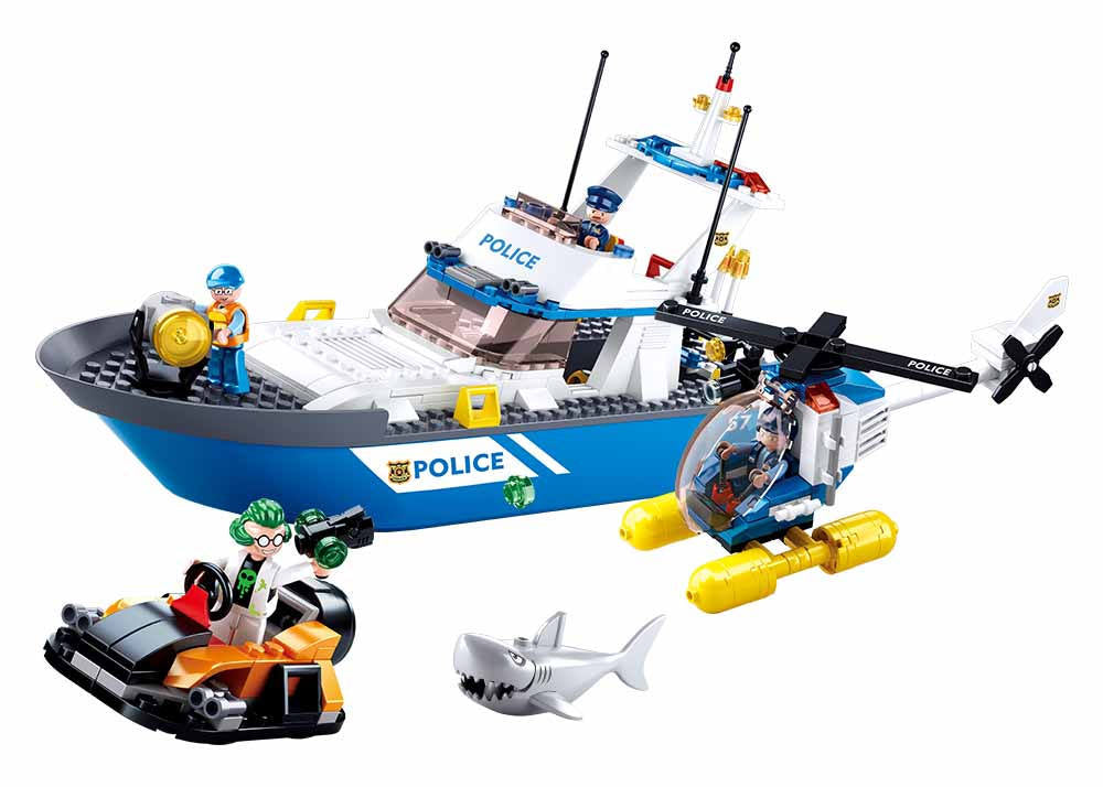 Police Rescue Patrol Boat and Helicopter B0657 Sluban North America
