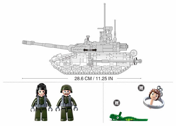 Sluban T-90 Main Battle Tank - 758 Pieces  - M38-B0756