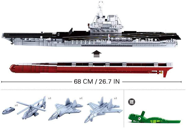 Modern Aircraft Carrier Navy Boat 68 cm / 27 inch long - 1636 pieces ( M38-B0698 )