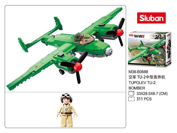 Sluban WW2 Tupolev TU-2 Bomber Airplane - 311 Pieces - M38-B0688