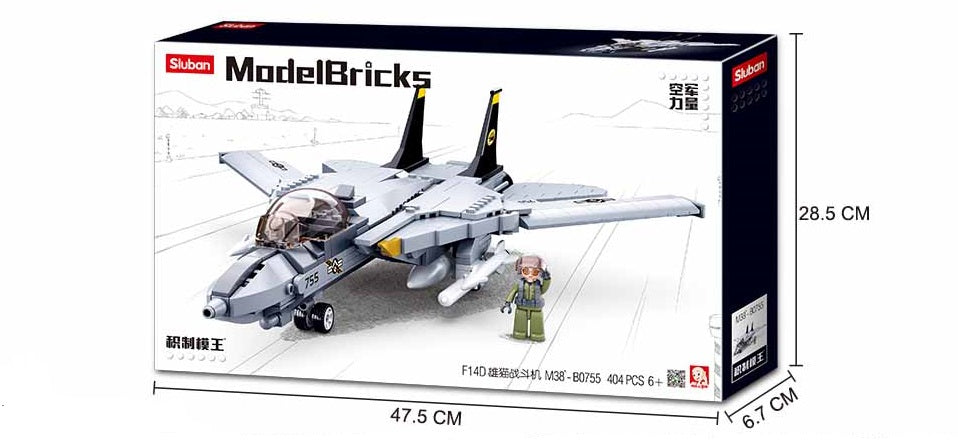 Sluban Model Bricks M38-B0755 Stíhací Letoun F-14 Tomcat SLUBAN