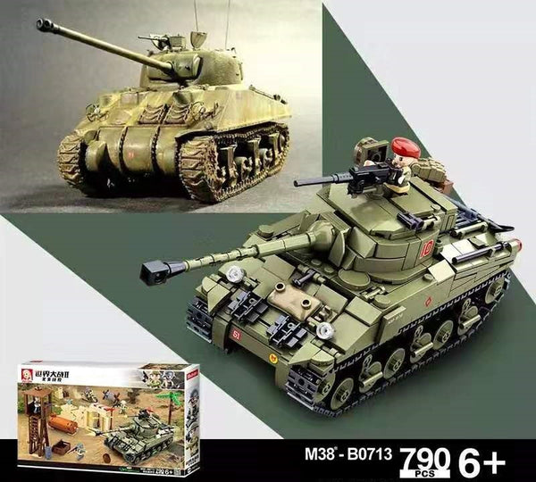 Sluban WWII Sherman Firefly Battle Tank  - 790 Pieces - M38-B0713