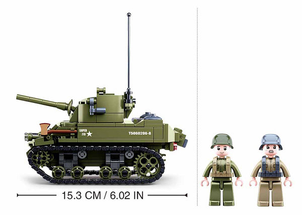 WW2 M5 Stuart Light Tank  - 344 Pcs, -Sluban Set M38-B0856